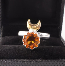 925 Sterling Silver Handmade Jewelry Natural Citrine Gemstone Ring All Size EA