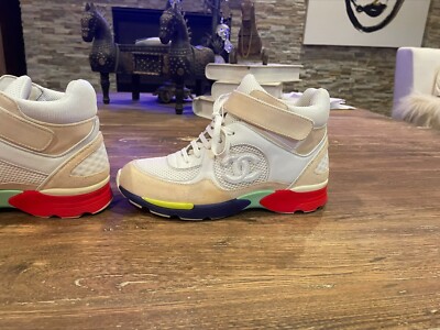 Chanel G26584 Women's 38.5 Multicolor High Top Trainer Sneakers | eBay