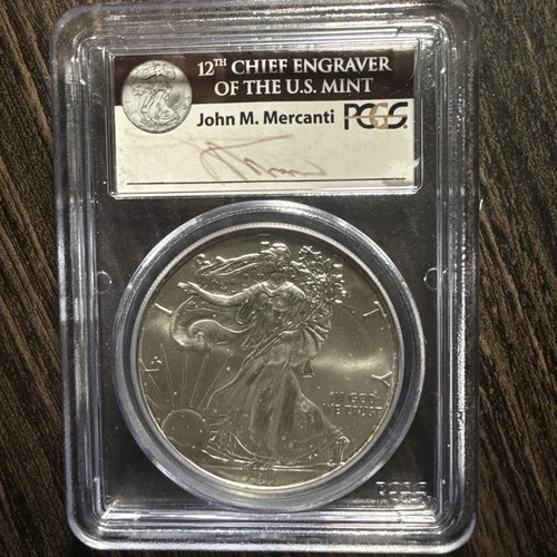 2011 (W) SILVER EAGLE PCGS MS70 JOHN MERCANTI SIGNED STRUCK AT WEST POINT LABEL