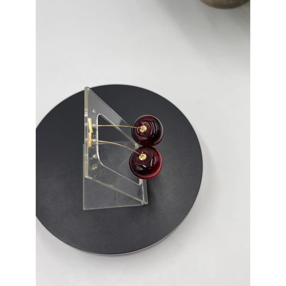 Anthropologie Resin Cherry Fruit Dangle Threader Earrings  - Image 4 of 4