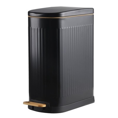 SYNCVIBE Slim Bathroom Trash Can with Lid Stainless Steel Garbage Can Soft Cl...