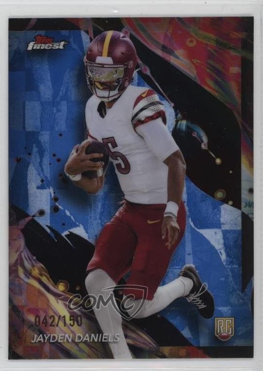 2024 Topps Finest Uncommon Blue Refractor /150 Jayden Daniels #167 Rookie RC 0w1