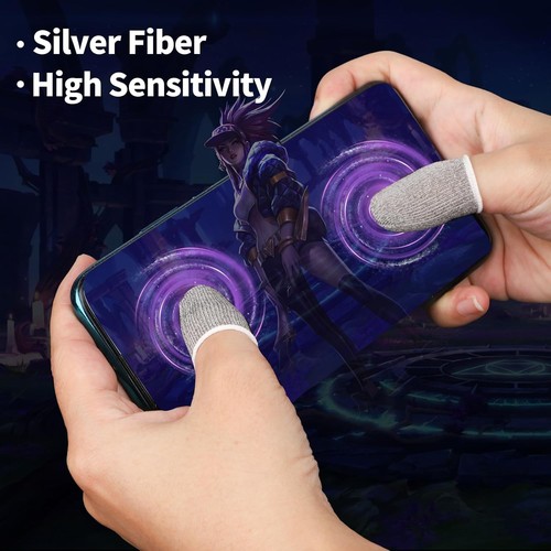 10 Pack Anti-Sweat Mobile Gaming Finger Sleeves for of 10, Light Grey - Picture 3 of 7