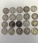 1941 1942  1943 1944 1945 US Liberty Mercury Dimes (20) 10C - 90% Silver Coins