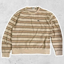 Quicksilver Crewneck Sweatshirt Neutral Stripe Size XL Surf Wear