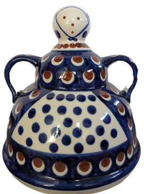 Boleslawiec Polish Pottery Dome Cheese Keeper Lady Figurine European Art