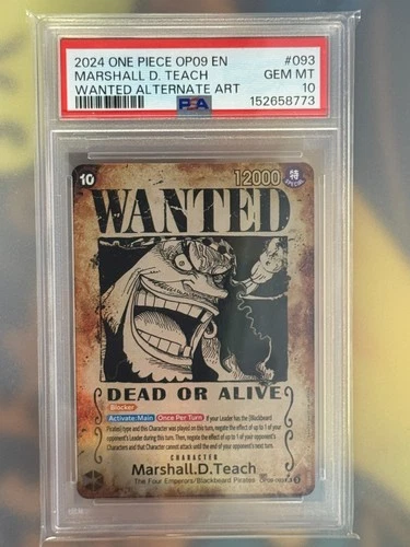 One Piece OP09 Marshall D Teach Wanted Poster Alt Alternate Art OP09-093 PSA 10