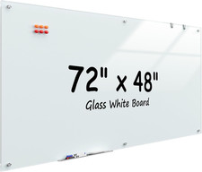 Glass Whiteboard Wall Mounted, Frameless Magnetic Dry Erase Board, Tempered Glas