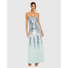Mac Duggal NWT Sleeveless Sequin Mesh Dress in Ice Blue Size 0