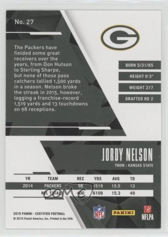 2015 Certified Jordy Nelson #27 - Image 2 of 2