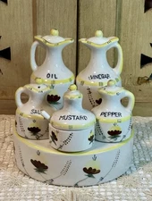 Vintage, Rare, Japan 9-pc Condiment Set 