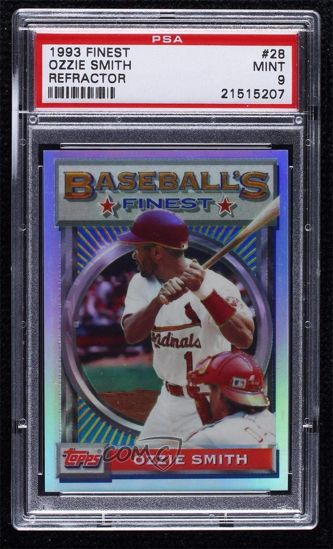 1993 Topps Finest Baseball's Refractor Ozzie Smith #28 PSA 9 MINT HOF 04b0