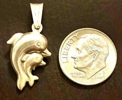 Sterling Silber Springender Delfin Charm Anhänger