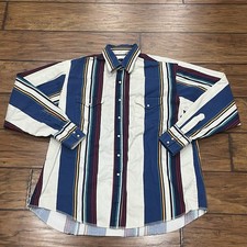 Vintage Wrangler Pearl Snap BrushPopper Shirt Mens XL Stripe Western Cowboy