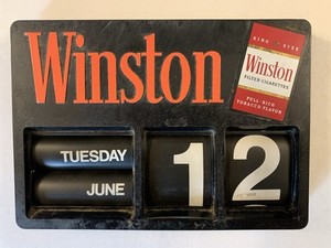 Vintage WINSTON CIGARETTES PLASTIC CALENDAR WALL SIGN, Everbrite