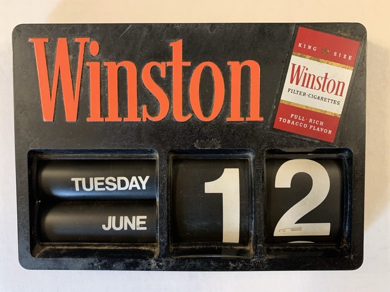 Vintage WINSTON CIGARETTES PLASTIC CALENDAR WALL SIGN, Everbrite