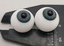 Vtg Hand Blown Glass Doll Eyes 16mm Blue Grey Doll Making Crafting Eyeballs