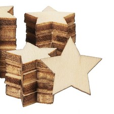 10mm Wooden Stars, 50 Pack Unfinished Wood Stars Blank Wooden Cutouts