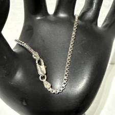 VINTAGE STERLING SILVER 2MM 7 INCH BOX CHAIN BRACELET FAS ITALY 925 4.5 GRAMS