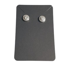 Round Rhinestone Stud Earrings Silver Tone Classic Style Gift Women Bling Formal