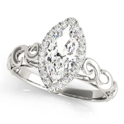 Top Qualität! 2 kt DE/VS Lab Grown Marquise Diamant Halo Verlobungsring Platin