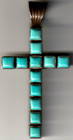 TURQUOISE Sterling Silver (Stamped STERLING/ DAN DODSON) on rev. Cross Pendant — photo 1