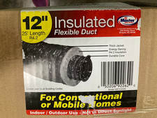 Master Flow 12in X 25 Ft Flexible Duct R4.2 Insulated Heavy Duty Black Jacket Master Flow 12in X 25 Ft Flexible Duct R4.2 Insulated Heavy Duty Black Jacket