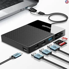 1TB External Hard Drive, USB C Multiport Hub HDD 7-in-1, USB 3.0, SD/TF Card