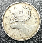 1940 Canada 25 Cents 80% Silver Quarter George VI Caribou