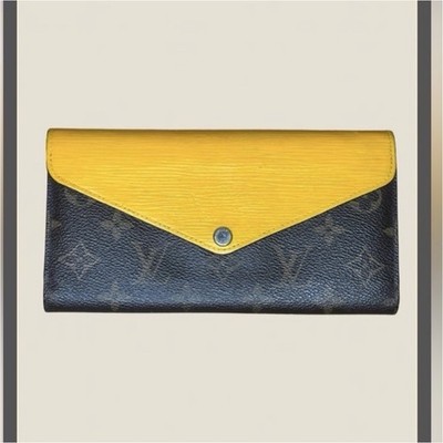 Louis Vuitton Monogram Yellow & Brown Small Crossbody Wallet Chain Strap Snap