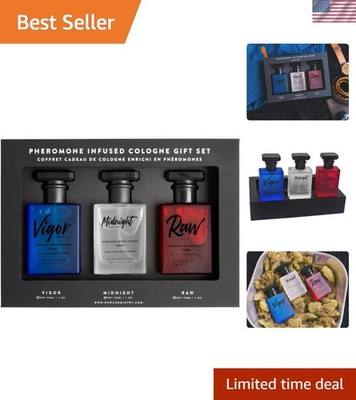 Pheromone Infused Men's Cologne Gift Set   3 x 1 oz - Rugged, Energizing, Smooth
