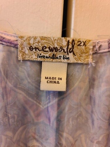 One World 2X Dress Lavender Purple Floral Sleeveless Flowy Vacation Below Knee - Picture 3 of 10