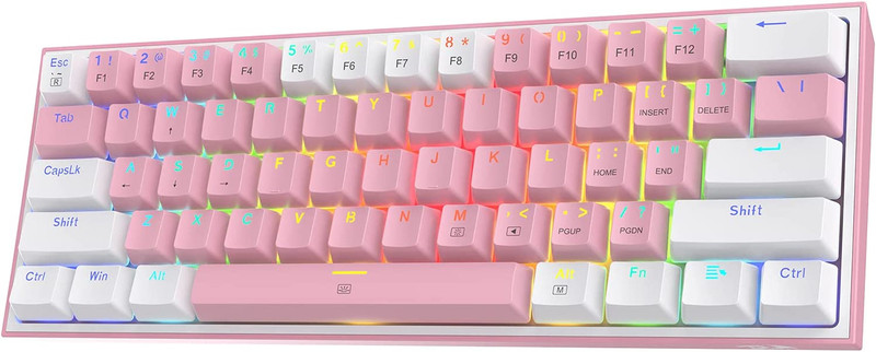 Redragon K617 60% Wired RGB Gaming Keyboard, 61 Keys Compact Mechanical Keyboard