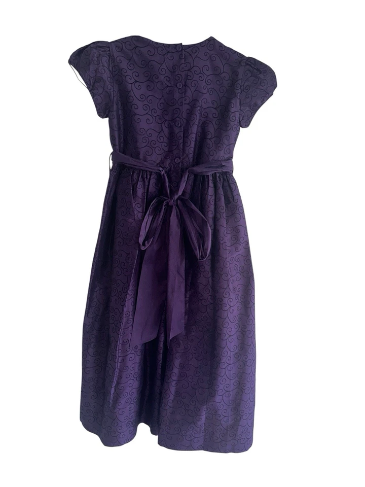 Vestido Strasburg Niñas Largo Completo 100% Seda Bordado Talla 10 Púrpura Formal Foto 3 de 4