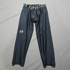 Under Armour HeatGear Leggings Kids Medium Black Compression Pants Fitted YMD