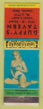 Matchbook Cover - Duffy's Tavern Lincoln NE pinup shuffleboard WORN