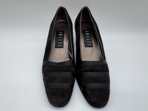 Amalfi Women’s Black Slip On Heel Suede US 6B Italy