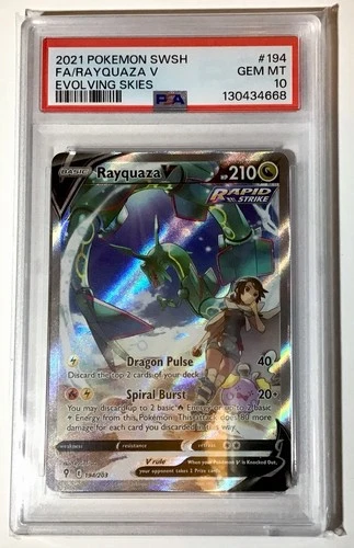 2021 Pokemon Sword Shield Evolving Skies Rayquaza V Fa Full Art PSA 10 #194