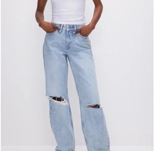 Good American Size 10 Good 90  s Mid Rise Baggy Light Wash Wide Leg Jeans