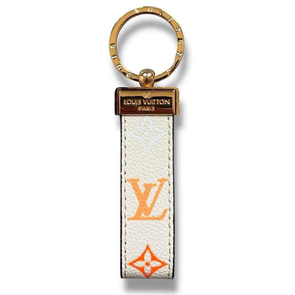 Louis Vuitton LV White Orange Monogram Dragonne Key Ring Keychain M65221 CX0197 - Image 3 of 4