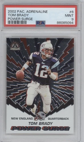 TOM BRADY 2002 Pacific Adrenaline POWER SURGE #6 PSA 9