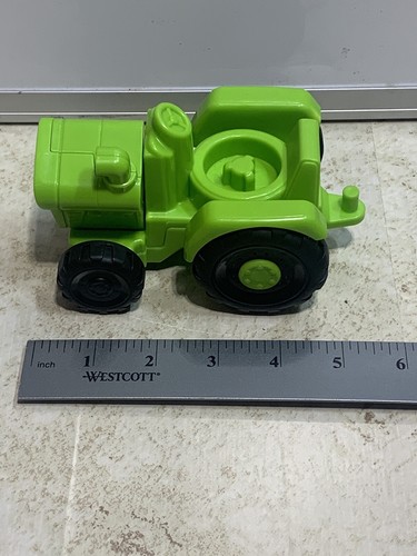 Fisher Price Mattel Little People Tractor Happy Harvester Green Plastic 2016 5" - Picture 9 of 9