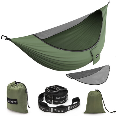 Sunyear Portable Lightweight Camping Hammock with Removable Mosquito Net