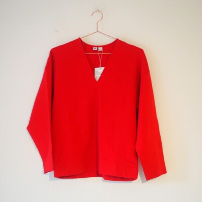 NEW UNIQLO U Lemaire V Neck Pullover Sweater S 36 38 Red Red Top Cardigan Jacket