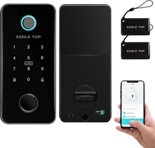Smart Lock, Eagletop 6-in-1 Keyless Fingerprint Entry Smart Key Door Lock, Black