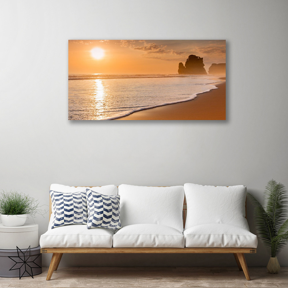 Photo sur toile mer et coucher de soleil 100x50 cm pour créer un salon cocooning