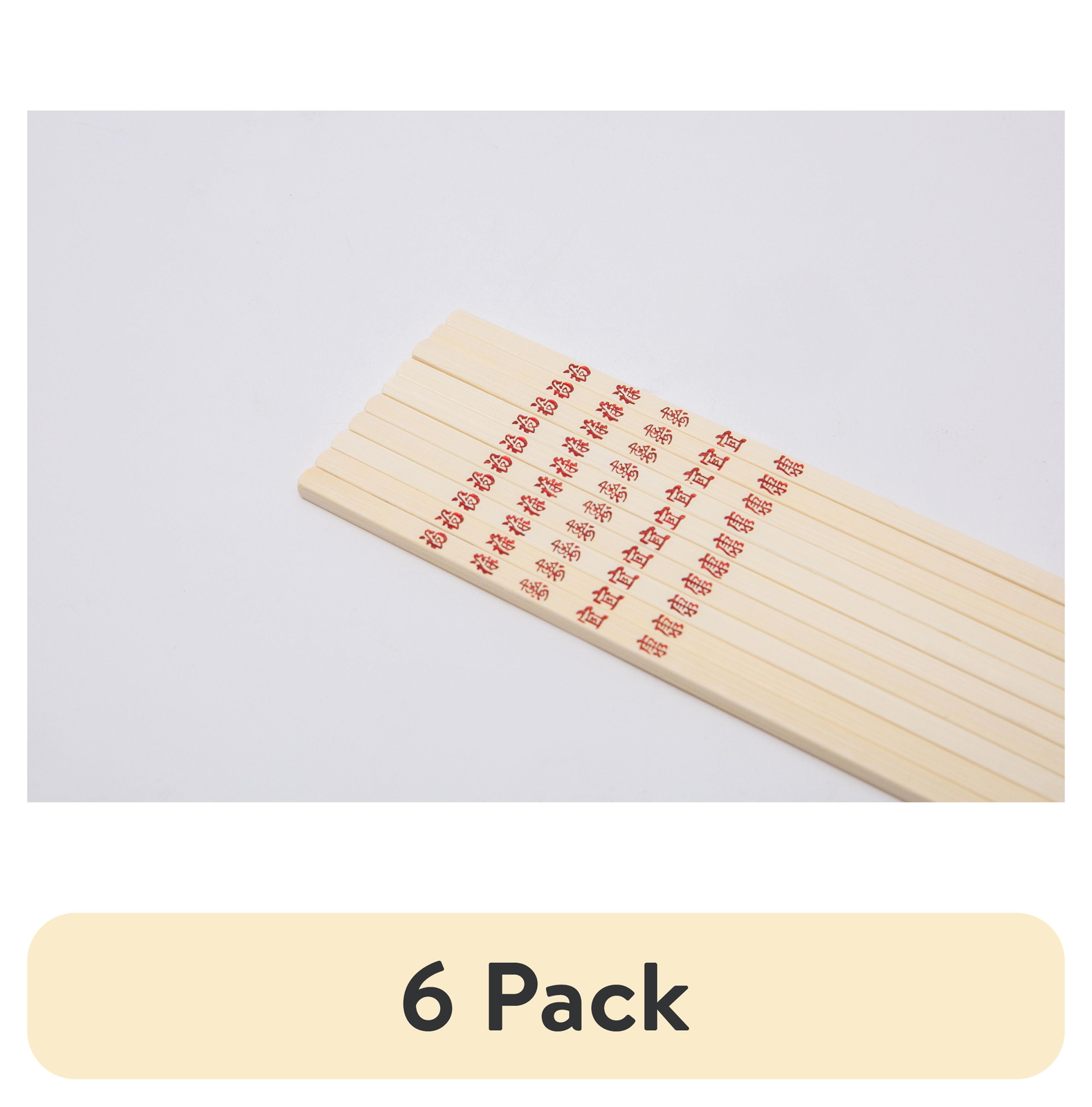 6-Pack Mainstays 10.43in Bamboo Chopsticks 12 Pairs Red & Natural