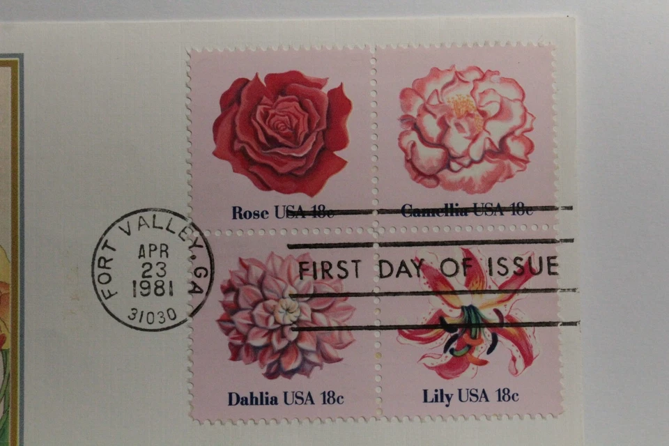 USPS FDC #1876-79 – 1981 18c Flowers Set of 4 Fleetwood Cachet ST1187 - Image 2 of 3