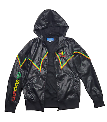 rare vintage adidas track zip jacket rasta reggae big firebird