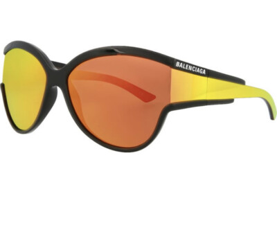 Balenciaga 63mm Shield Sunglasses Black Orange NWT | eBay display picture 2